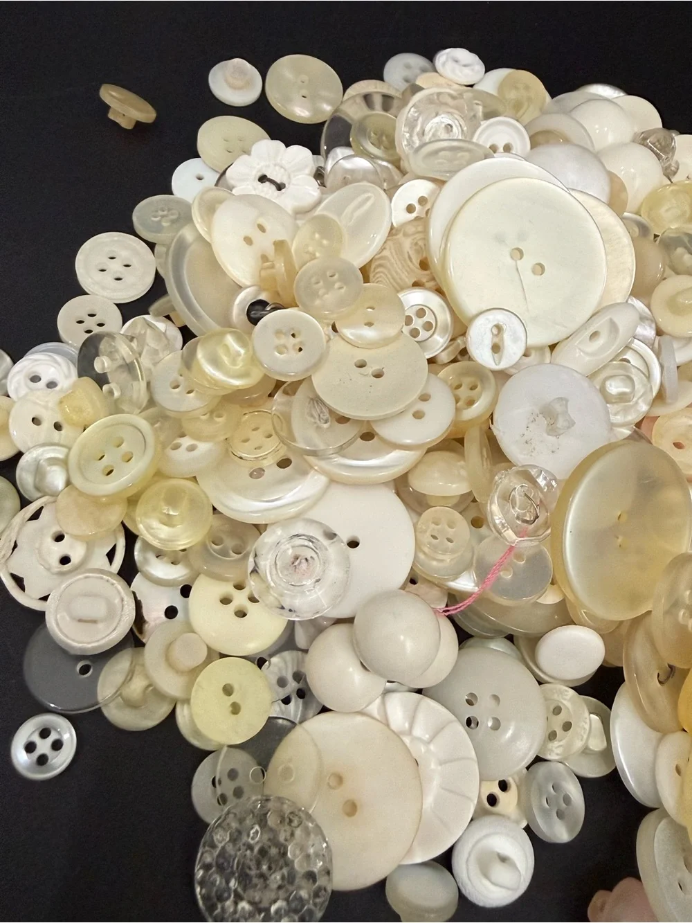 Vintage Mixed Assortment of Sewing Buttons Cream Pearlescent Mother of Pearl